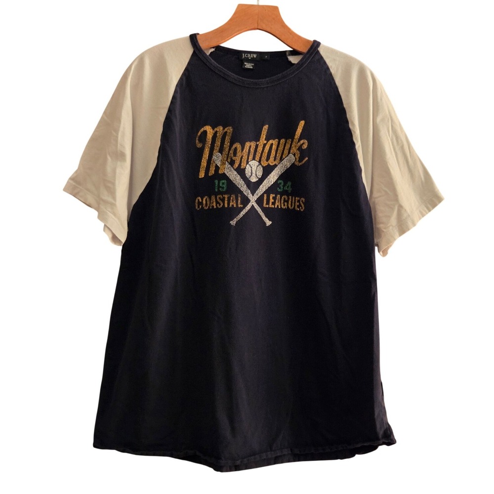 Vintage 2006 J.Crew "Montauk Coastal Leagues" Raglan Baseball Cotton Tee Sz L